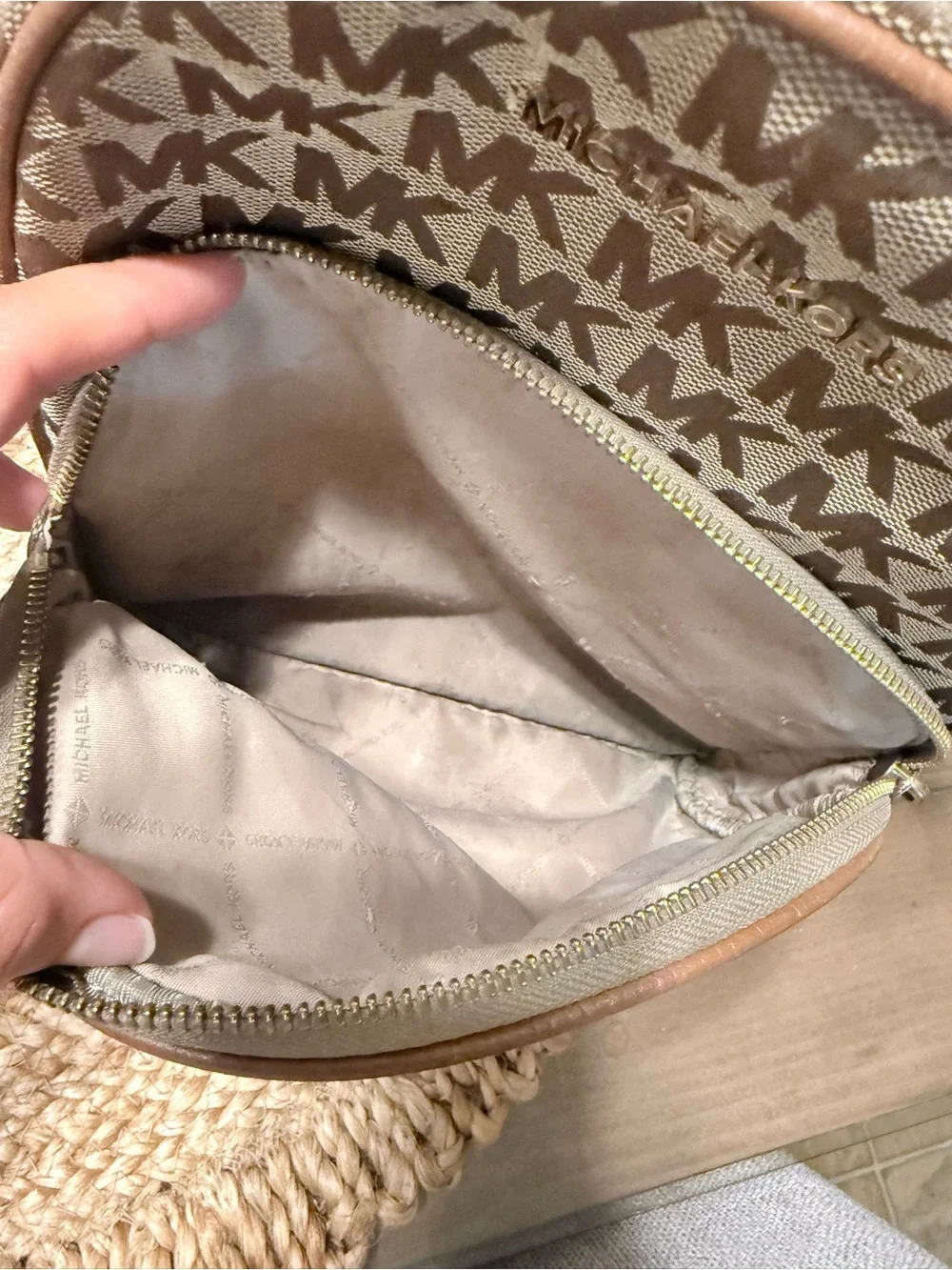 Michael Kors Brown Logo Monogram Mini Backpack
